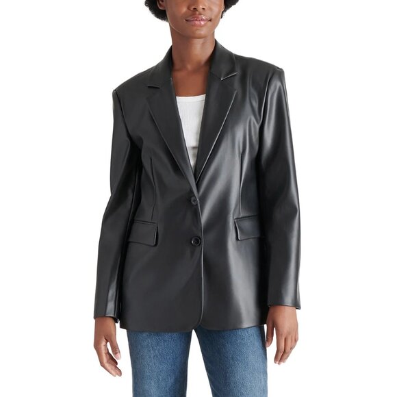 Steve Madden Ladies' Faux Leather Blazer Size L, Color Black (NWT) - Picture 4 of 4